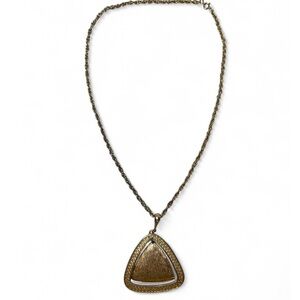 Vintage Elegant Gold Tone Triangle Pendant Necklace